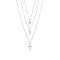 SHEGRACE Rhodium Plated 925 Sterling Silver Tri-Tiered Necklaces, with AAA Cubic Zirconia, with S925 Stamp, Cross, Platinum, 18.11 inch(46cm)