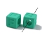 Rubberized Style Opaque Acrylic Beads, Square, Green, 12x12x12mm, Hole: 7mm