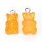 Resin Pendants, with Platinum Plated Iron Findings, Bear, Imitation Jelly, Dark Orange, 20.5x10.5x6.5mm, Hole: 2mm