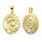 Rack Plating Brass Pendants, Lead Free & Cadmium Free, Long-Lasting Plated, Oval with Human Charm, Real 18K Gold Plated, 22.5x16x5mm, Hole: 6x3mm