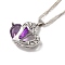 Resin Heart Pendant Necklace with Singapore Chains, Platinum Zinc Alloy Jewelry for Women, Dark Violet, 9.06 inch(23cm)