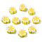 Handmade Polymer Clay Beads, Flower, Yellow, 7~10x7~11x3~5mm, Hole: 1.6mm