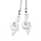 Non-Tarnish Adjustable 304 Stainless Steel Lariat Necklaces, Slider Necklaces, with Cable Chains, Musical Note, Stainless Steel Color, 26.77 inch(68cm)