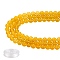 DIY Jewelry Bracelet Making Kits, 3 Strands 8mm Dyed Round Natural White Jade Beads and Flat Elastic Thread, Gold, 8mm, Hole: 1mm, about 49pcs/strand, 15.16''(38.5cm), 3strands/set