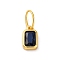 925 Sterling Silver Cubic Zirconia Charms, Colours, Rectangle, Midnight Blue, 8x5x2mm, Hole: 5x3mm