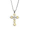 201 Stainless Steel Necklaces, Alloy Rhinestone Pendant Necklaces, Cross, Golden & Stainless Steel Color, 23.31 inch(59.2cm)