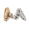 Brass Micro Pave Clear Cubic Zirconia Interlocking Clasps KK-J301-01-1
