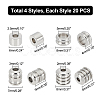 80Pcs 4 Style 304 Stainless Steel Beads STAS-DC0005-57-5