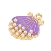 Alloy Enamel Pendants with Plastic Imitation Pearl FIND-Z070-04G-03-2