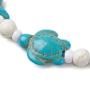 Turtle & Starfish Dyed Synthetic Turquoise Slider Bracelets BJEW-JB10279-02-2