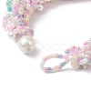 Flower Glass Seed Braided Beaded Bracelets BJEW-MZ00059-4
