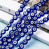 Handmade Evil Eye Lampwork Flat Round Bead Strands LAMP-L058-8mm-04-6
