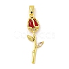 Rose Flower for Valentine's Day Golden Rack Plating Brass Micro Pave Cubic Zirconia Pendants X-KK-R153-01C-G-1