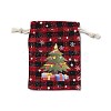 Christmas Theme Rectangle Jute Bags with Jute Cord ABAG-E006-01A-1