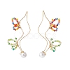 Glass Beaded Butterfly Cuff Earrings with Acrylic Pearl EJEW-JE04828-4