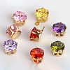 50Pcs 10 Colors Cubic Zirconia Pointed Back Cabochons ZIRC-CJ0001-25-6