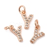 Brass Micro Pave Grade AAA Cubic Zirconia Charms ZIRC-P067-11RG-Y-NR-1