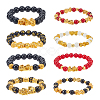 ANATTASOUL 8Pcs 8 Styles Resin Imitation Gemstone & Alloy Pixiu Beaded Stretch Bracelets Set BJEW-AN0001-41-1