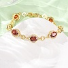 Heart & Oval Brass Micro Pave Cubic Zirconia Link Chain Bracelets for Women BJEW-A163-03G-02-2