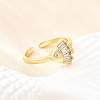 Ocean Theme Brass Micro Pave Cubic Zirconia Cuff Rings for Women LS-RJEW-F184-17D-G-4