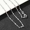 2MM Brass Textured Flat Bar Link Chains Necklaces for Men Women NJEW-L012-08P-3