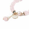 Natural Rose Quartz & Pearl Stretch Bracelet BJEW-JB09224-01-4