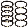 PandaHall Elite 1 Set Bear & Cross & Moon & Crown & Heart & Butterfly Brass Beaded Stretch Bracelets Set BJEW-PH0004-22-1