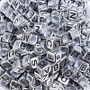 Antique Silver Plated Large Hole Acrylic European Beads X-PACR-Q099-01-3