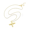 Brass & Plastic Pearl Letter Pendant Box Chain Necklaces for Women NJEW-U017-01G-24-3