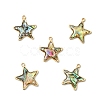 5Pcs Brass Pave Natural Black Lip Shell Pendants KK-YW0003-47-1