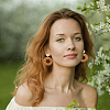 6 Pairs 6 Style Donut & Kite & Flat Round & Arch Rattan Dangle Stud Earrings EJEW-AN0001-28-5