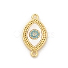 Brass Micro Pave Clear Cubic Zirconia Connector Charms KK-M303-04G-01-1