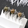 Natural Unakite Wings Adjustable Rings RJEW-K241-04AS-11-2