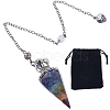 1Pc Clear Resin & Gemstone Chips Hexagonal Cone Pendant Dowsing Pendulums AJEW-SC0002-30-1