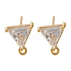 Brass Clear Cubic Zirconia Stud Earrings Finding for Women EJEW-B107-13G-1