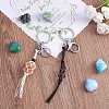 4Pcs  2 Colors Macrame Fringe Braided Keychain AJEW-SW00014-07-5