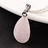Teardrop Platinum Tone Brass Rose Quartz Pendants G-F267-02H-1