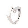 925 Sterling Silver Rectangle Cuff Open Rings for Women Men RJEW-P105-03S-1