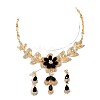 Flower Alloy Rhinestone Pendant Necklaces & Teardrop Stud Dangle Earrings Sets FS-WG19EE6-06-3