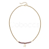 Electroplate Glass Faceted Rondelle Beaded Alloy Pendant 304 Stainless Steel Curb Chain Necklaces for Women NJEW-JN05764-04-4