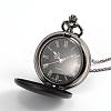 Flat Round Alloy Quartz Pocket Watches WACH-N039-04B-B-5