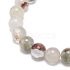 Natural Green Lodolite Quartz/Garden Quartz Round Beaded Stretch Bracelet BJEW-JB08919-02-5