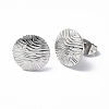 Non-Tarnish 304 Stainless Steel Textured Flat Round Stud Earrings for Women EJEW-F300-02P-1