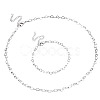 1 Set Brass Heart Link Chain Bracelet & Necklace SJEW-TA0001-05-3