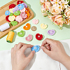 32Pcs 8 Colors Heart Wool Knitting with Plastic Pearl Cabochons DIY-FG0005-57-3