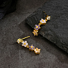 Brass Flower Dangle Stud Earrings XD1974-3