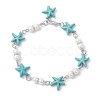 Synthetic Turquoise Starfish Link Bracelets for Women BJEW-JB12469-02-2
