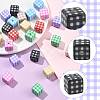 24Pcs 8 Colors Printed Opaque Acrylic Beads MACR-FS0002-47-2