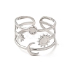 Tarnish Resistant Star & Moon & Sun 304 Stainless Steel Open Cuff Ring Findings STAS-E066-10P-2