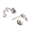 Tarnish Resistant 304 Stainless Steel Greek Alphabet Stud Earrings STAS-D007-07P-22-2